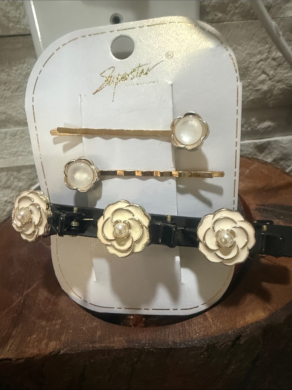 Cream Flower Hair Clip Set - 3 Piece